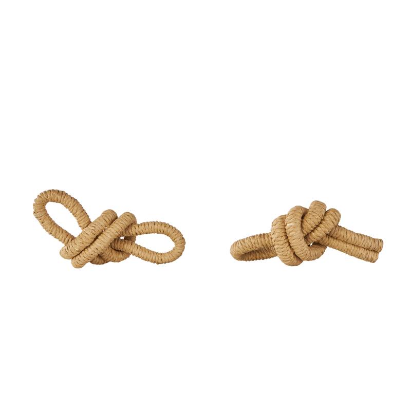 Paper Knot Woven Sculpture - Set of 2 Brown - Roche River Decor - 4"W x 8"L x 3"H