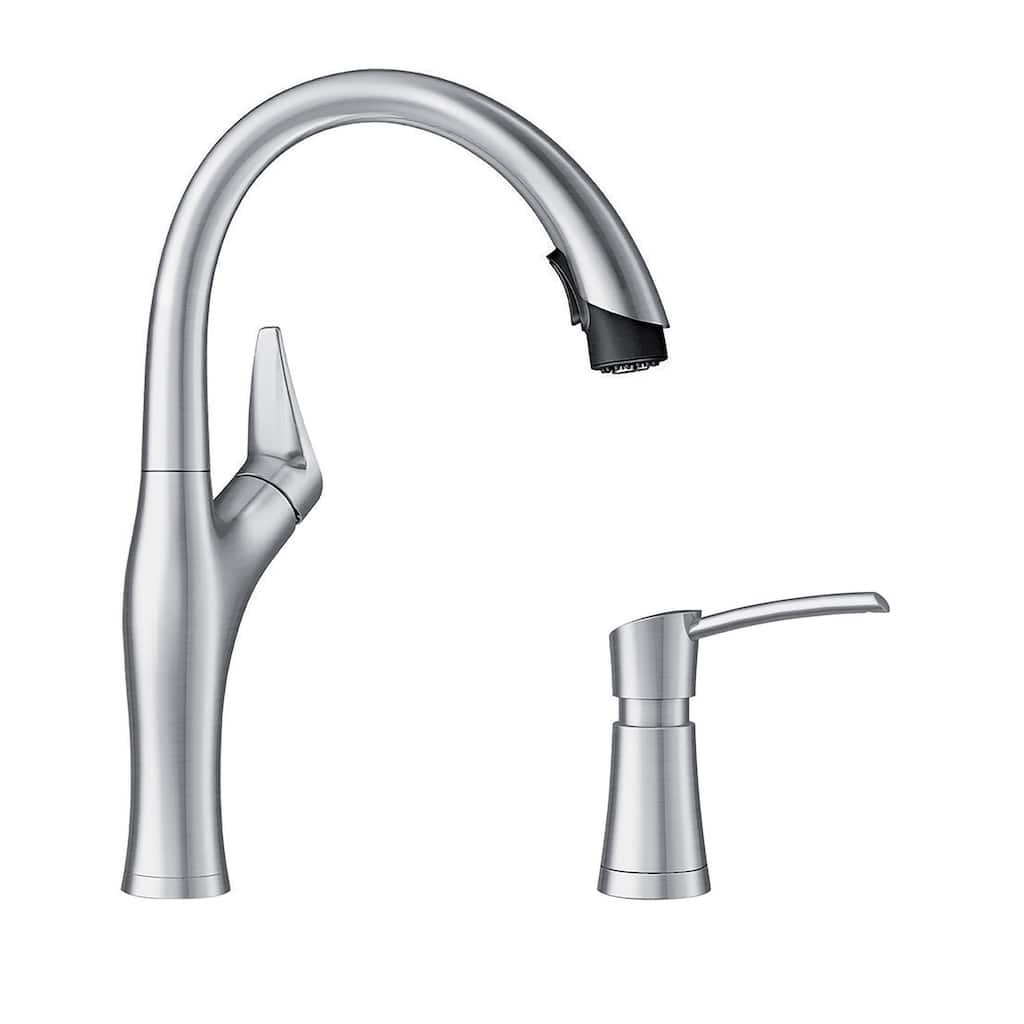 Blanco Artona Pull-Down Kitchen Faucet with Soap Dispenser - 2" x 8.63" x 15.75" - 2" x 8.63" x 15.75"