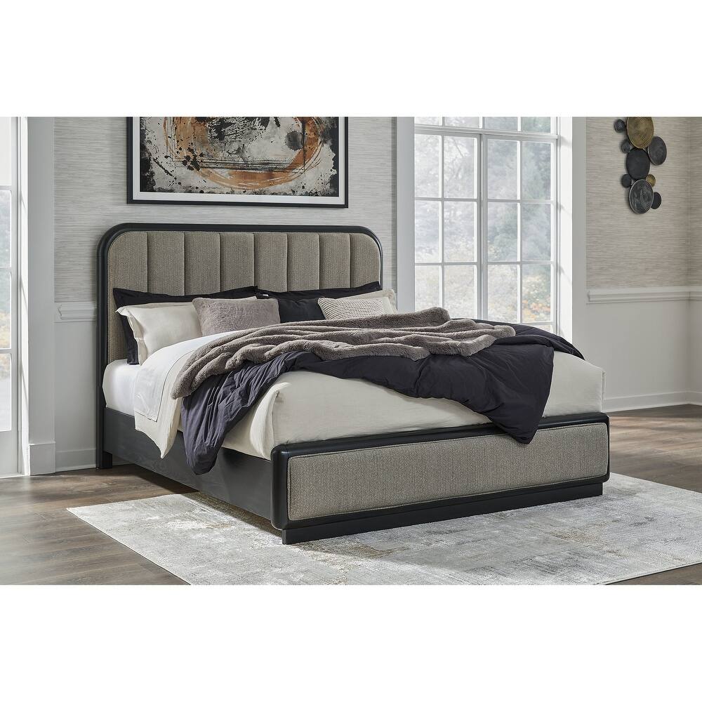 Signature Design by Ashley Rowanbeck Gray/Black Upholstered Panel Bed