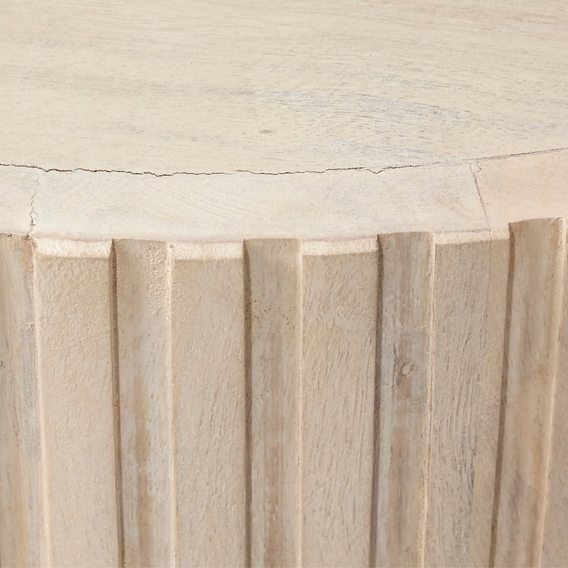Jamie Young Notch Mango Wood Round Side Table