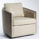 preview thumbnail 80 of 165, KINWELL 31"W Oak Frame Upholstered Swivel Barrel Armchair Set of 1 - Oyster Genuine Leather