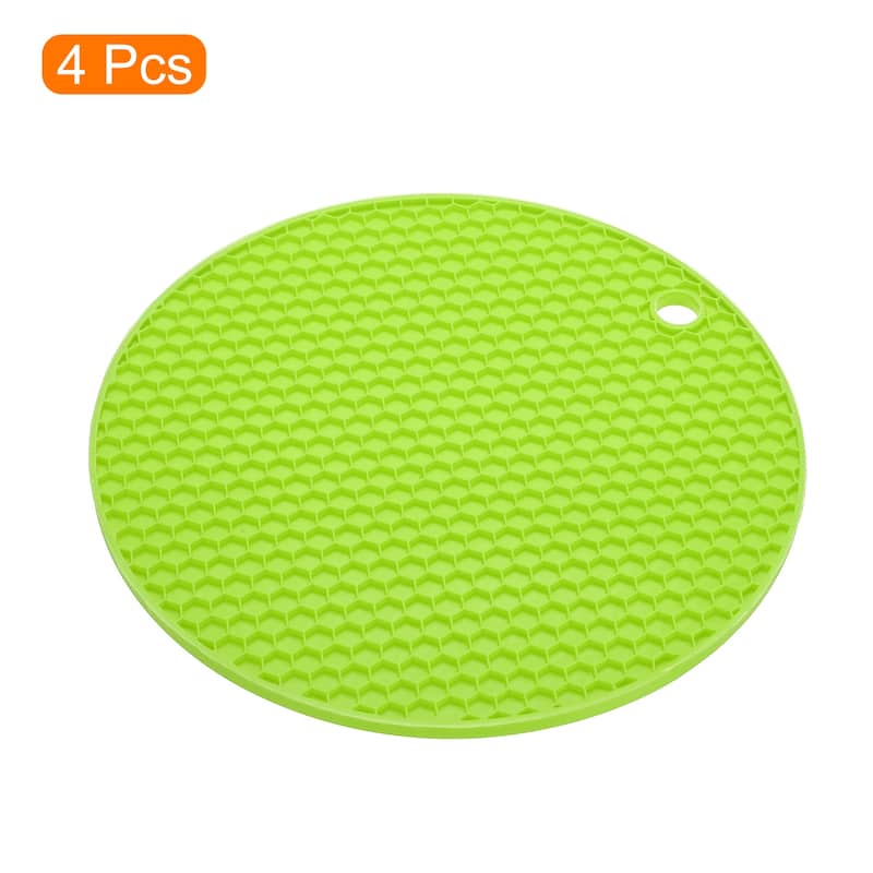 4pcs Silicone Trivet Mat Heat Resistant Pot Holders Hot Pads-Green - Green
