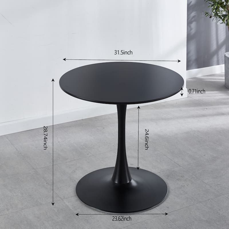 31.5" Mid-century Round Dining Table for 2-4 people,with MDF Top and Metal Base
