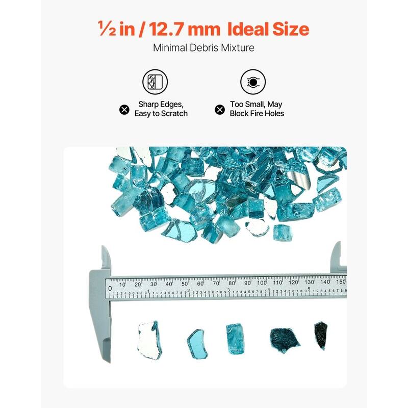 Aqua Blue Tempered Crushed Fire Glass 10 lbs. Heat-Resistant Decor - 1/2 inch
