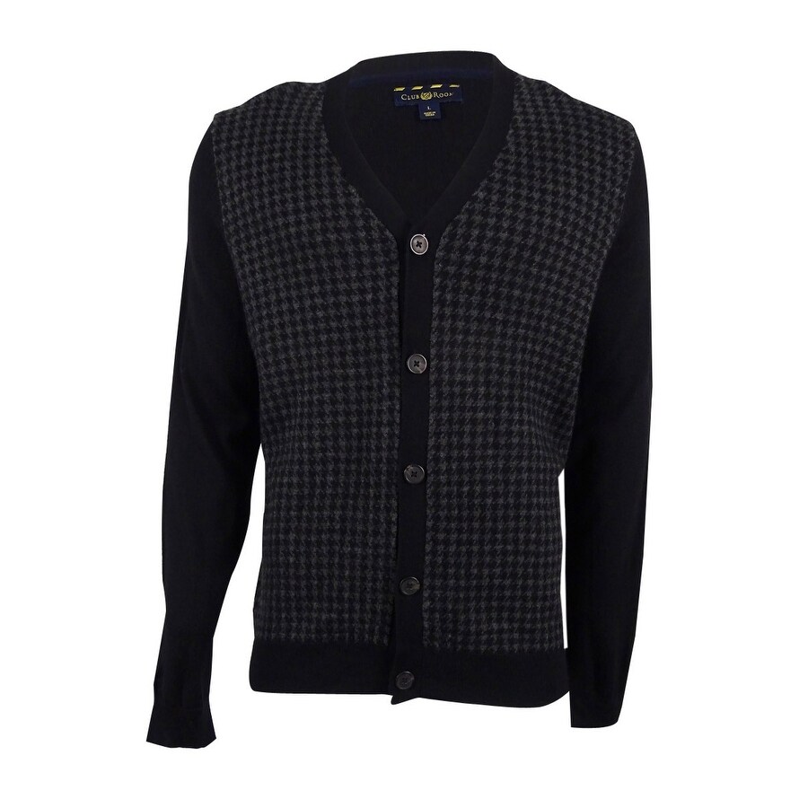mens houndstooth cardigan