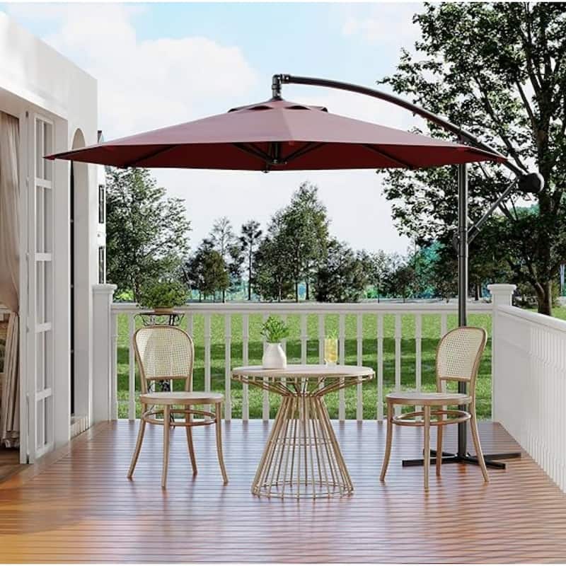 10' Cantilever Large Parasol with Cross Base, Navy - Claret