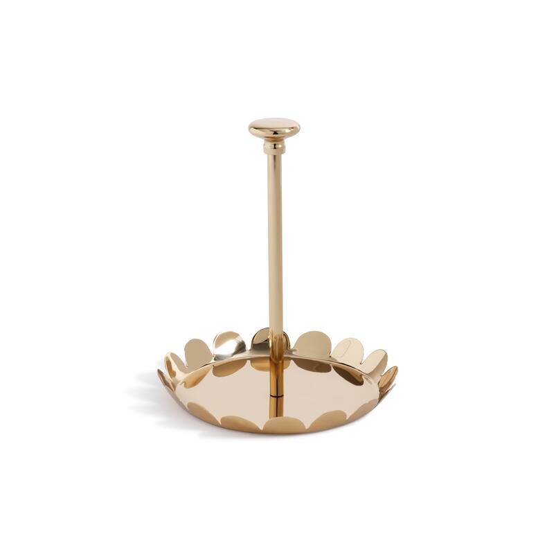Lucente Polished Scalloped Metal Display & Serving Tray - Gold - Single Tier