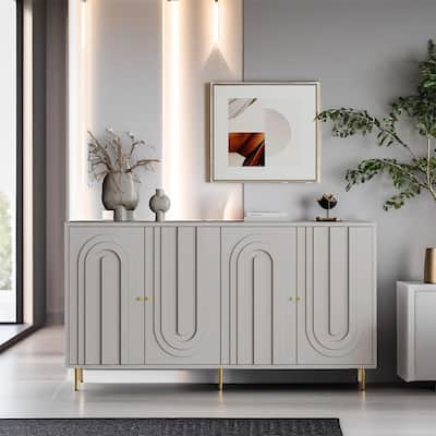 Modern Lacquered 4 Door Wooden Cabinet Sideboard Buffet Server Cabinet