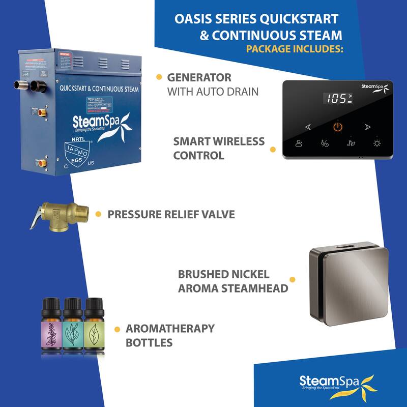 Oasis Series 7500-Watts Steam Generator with Continuous Steam Plus Fully Wireless Handheld Control