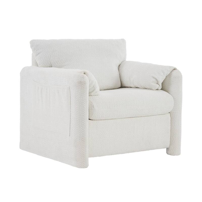 Chenille Modern Accent Chair with High-Resilience Cushion, 250lb Capacity