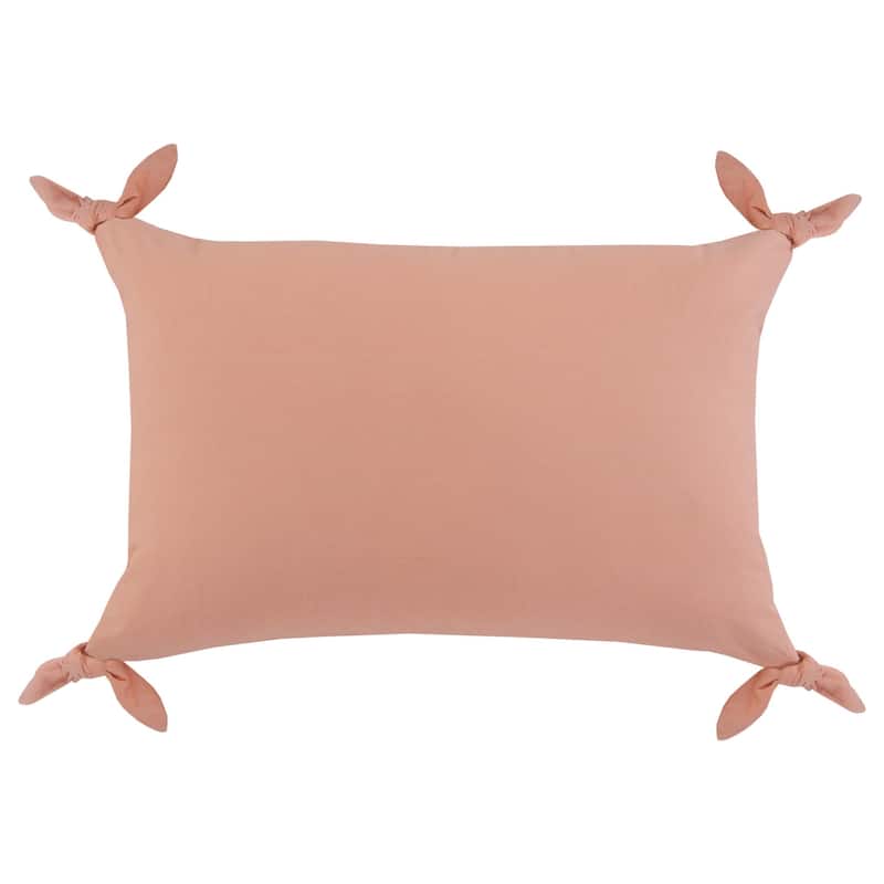 Sevita Solid Pink Corner Tie Throw Pillow