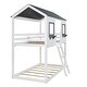 preview thumbnail 5 of 11, Twin Over Twin Bunk Bed Solid Wood Kids Bed with Roof, Window, Guardrail, Ladder,Playhouse Design