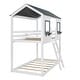 preview thumbnail 6 of 22, Twin Over Twin Bunk Bed Wood Bed w/ Roof, Window, Guardrail & Ladder