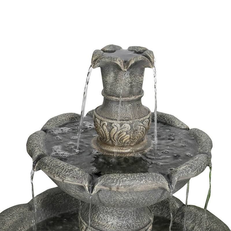 48.4-Inch 2Tier Outdoor Water Fountain with Submersible Pump for Patio