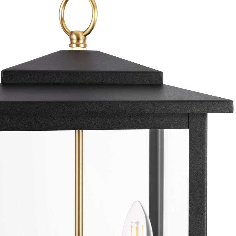3-Light Transitional Outdoor Hanging Pendant Lantern with Clear Glass