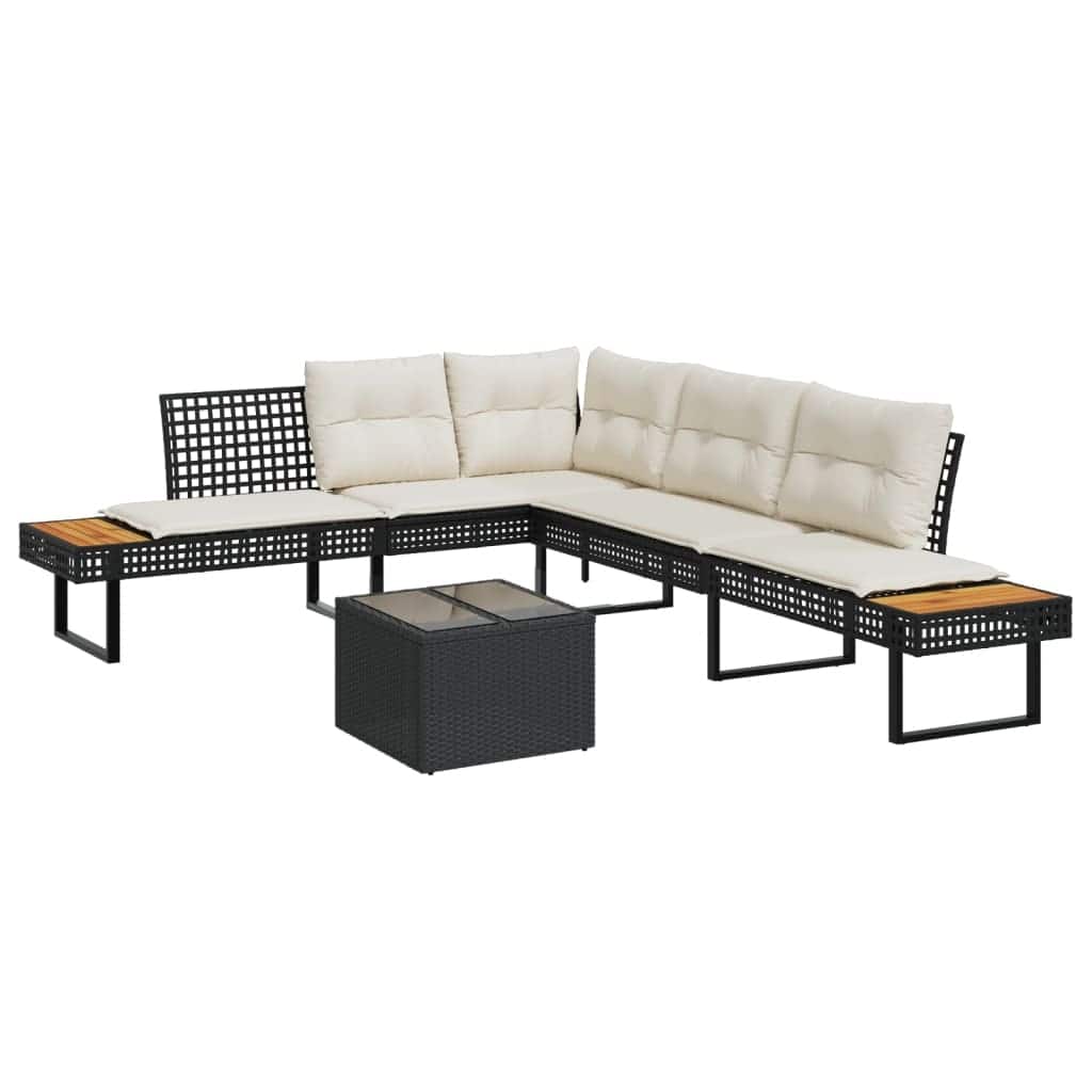 vidaXL 2 Piece Patio Sofa Set with Cushions Outdoor Garden Poly Rattan and Glass - 111.0 x 89.8 x 29.1