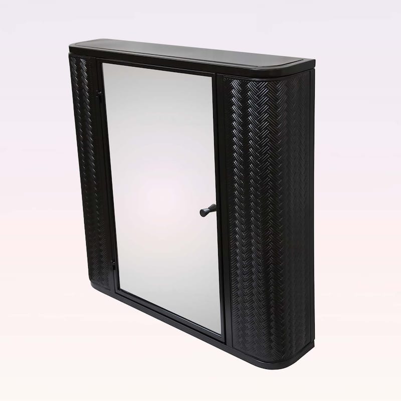 Wall-Mounted Bathroom Cabinet with Mirror,Metal Framed Mirrored Door,2 Shelves for Storage