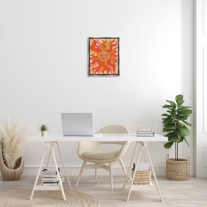 Stupell Celestial Smiling Sun Framed Floater Canvas Wall Art Design By Carrie Cantwell