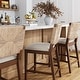preview thumbnail 26 of 40, Beacon Bohemian Boucle Bar Stool, Upholstered Counter Height Chair with Solid Wood Frame and Woven Seagrass Back