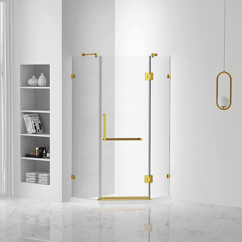 Fine Fixtures Shower Enclosure Neo Angle Frameless Tempered Glass