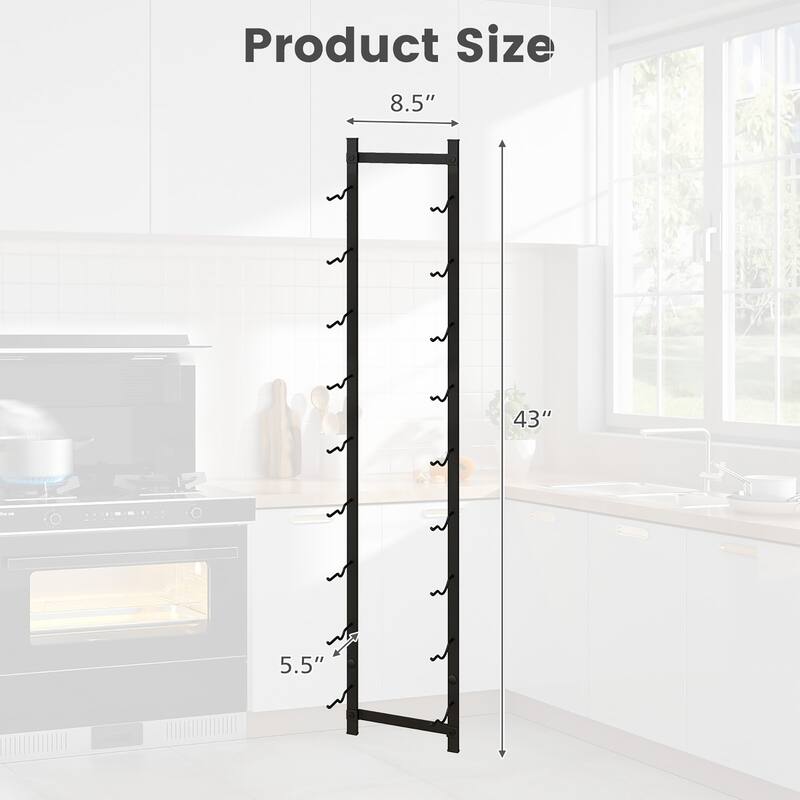 Gymax 9 Bottles Wall Mounted Wine Rack Metal Wine Display Holder