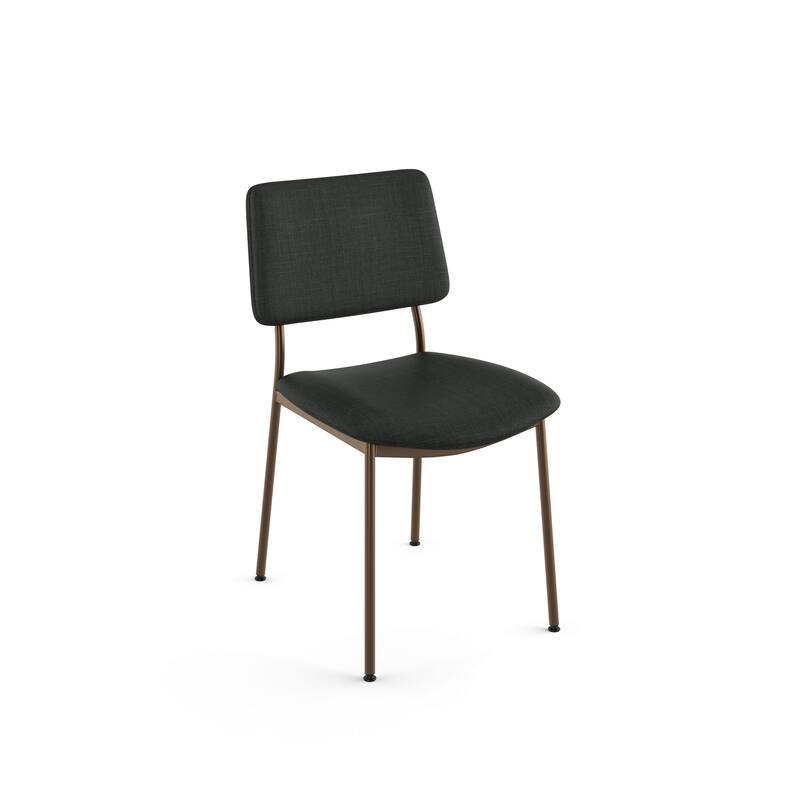 Amisco Sullivan Upholstered Dining Chair with Open Back and Metal Legs - Black Polyester / Bronze Metal