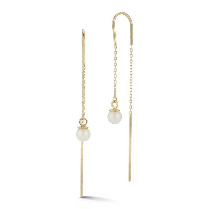 Soleil 14K Gold Pearl Dangle Threader Earrings