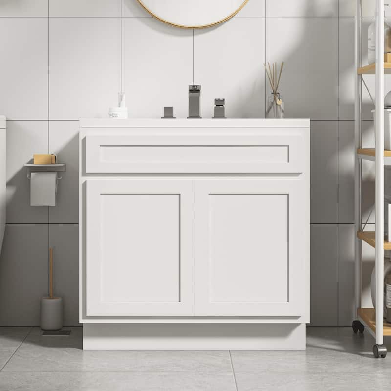 Vanity Art 36 Inch Single Sink Bathroom Vanity Cabinet - White