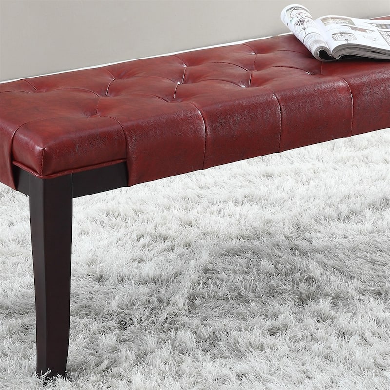 Fabric Tufted Turned Leg Dining Bench