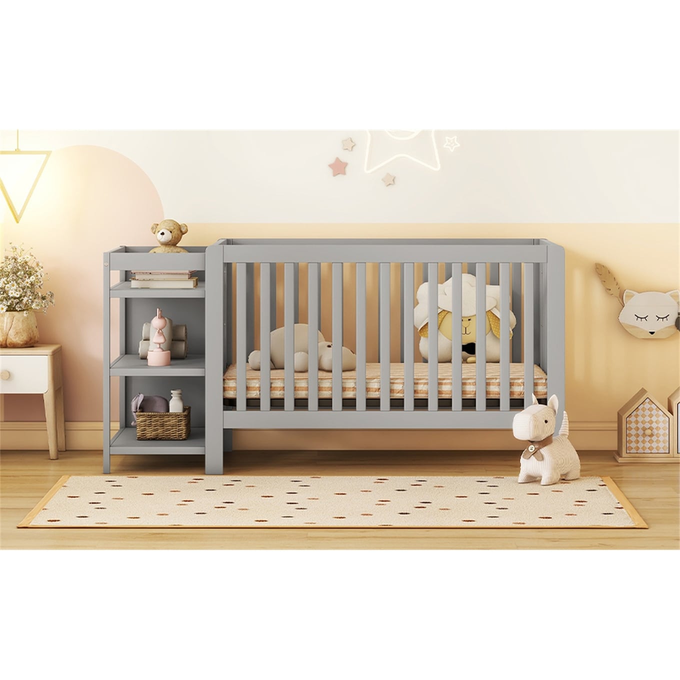 Cot with storage and changing table top