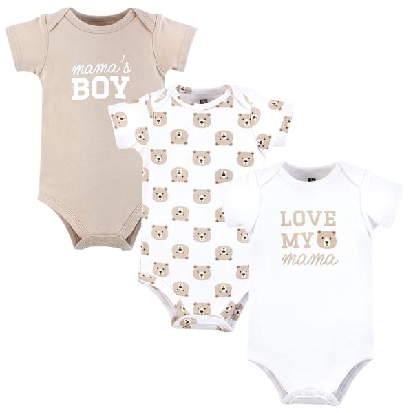 slide 1 of 1, Hudson Baby Infant Boy Cotton Bodysuits, Mamas Boy Bear 12-18 Months - Mamas Boy Bear