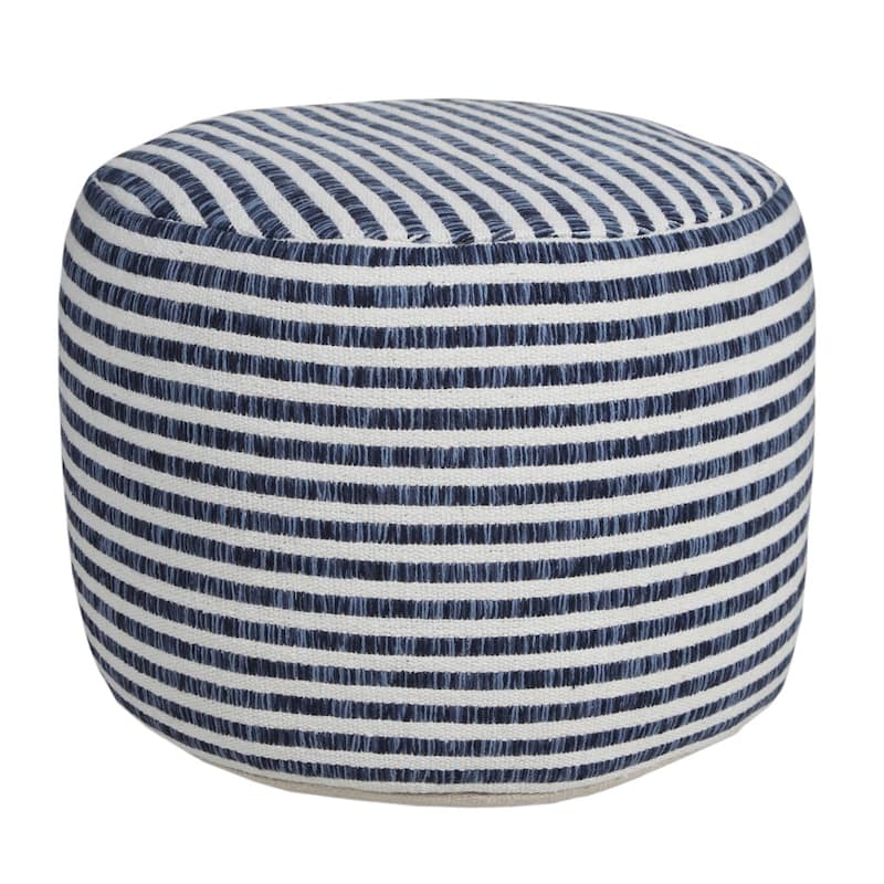 HomeRoots 18" Blue 100% Cotton Ottoman