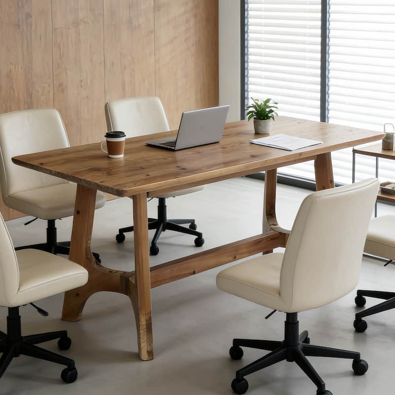 62.99" Solid Wood Rectangular Conference Table for 6