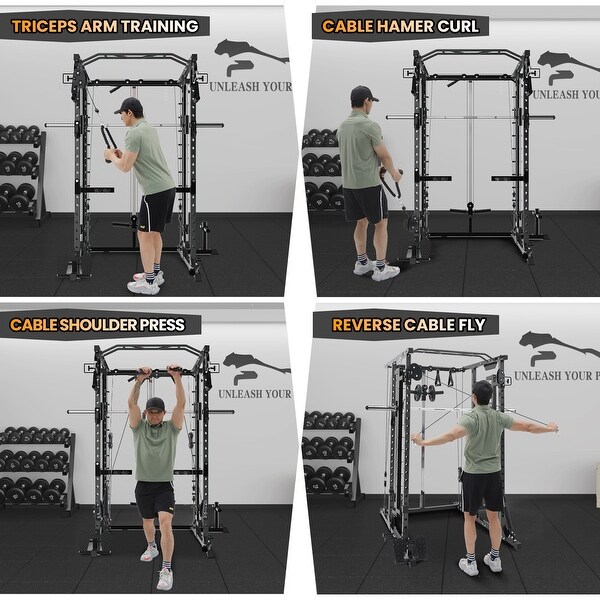 Power Cage with Smith Bar,Power Rack with Cable Crossover System
