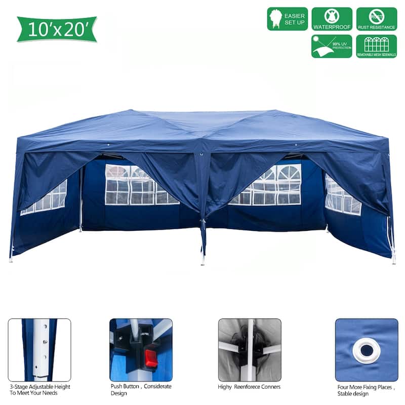 Outdoor 3 x 6m Four Windows Practical Waterproof Folding Tent Blue