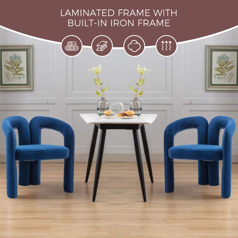 Navy 25.2" Accent Chair with Curved Backrest (Set of 2)