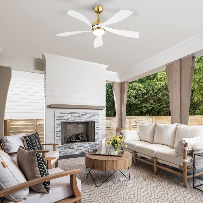 Sofucor 38"/52" Farmhouse Style Wood Walnut / ABS Blades Ceiling Fan With Lights and Remote Control, Dimmable LED Optional