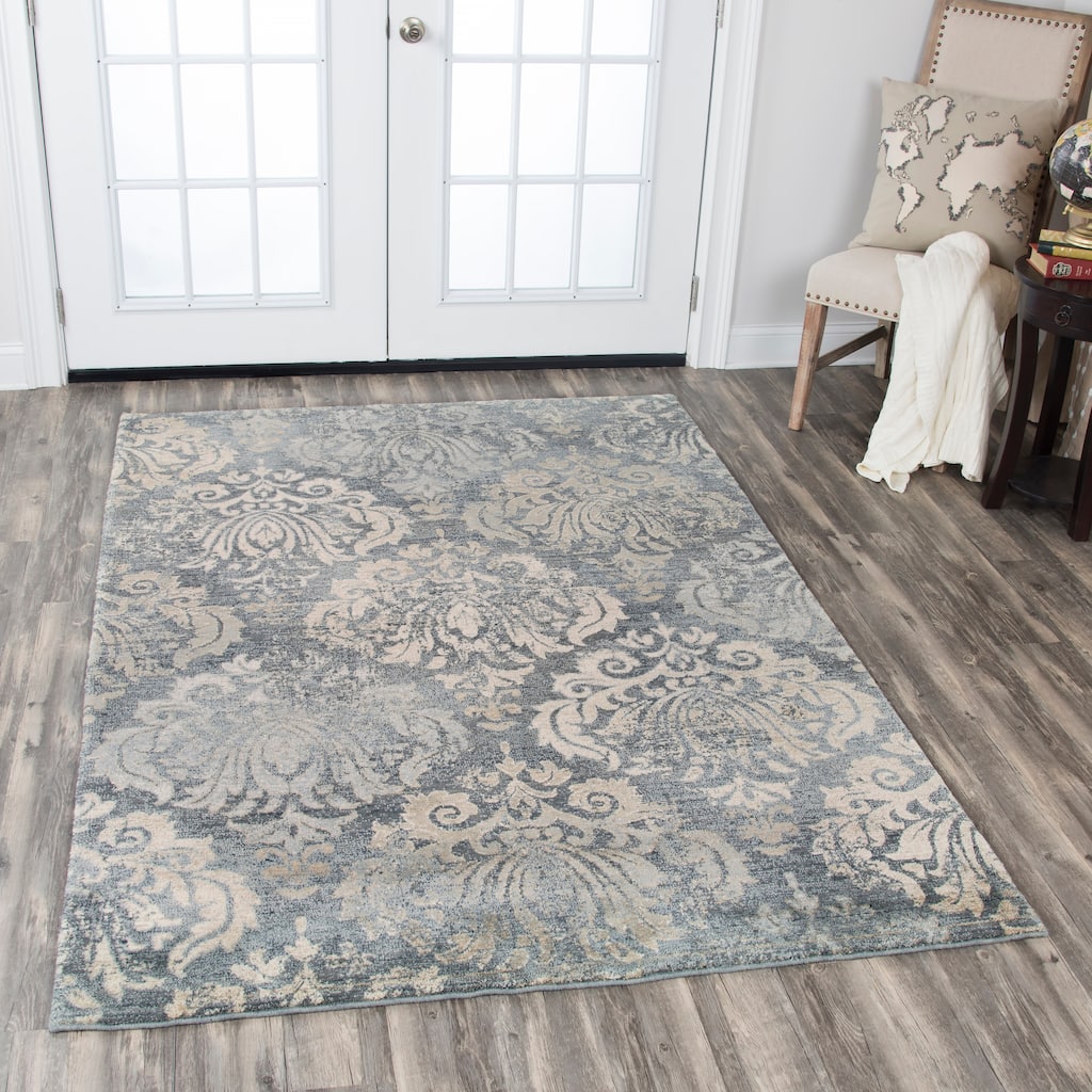 Alora Decor Euphoria Grey Damask Wool Rug