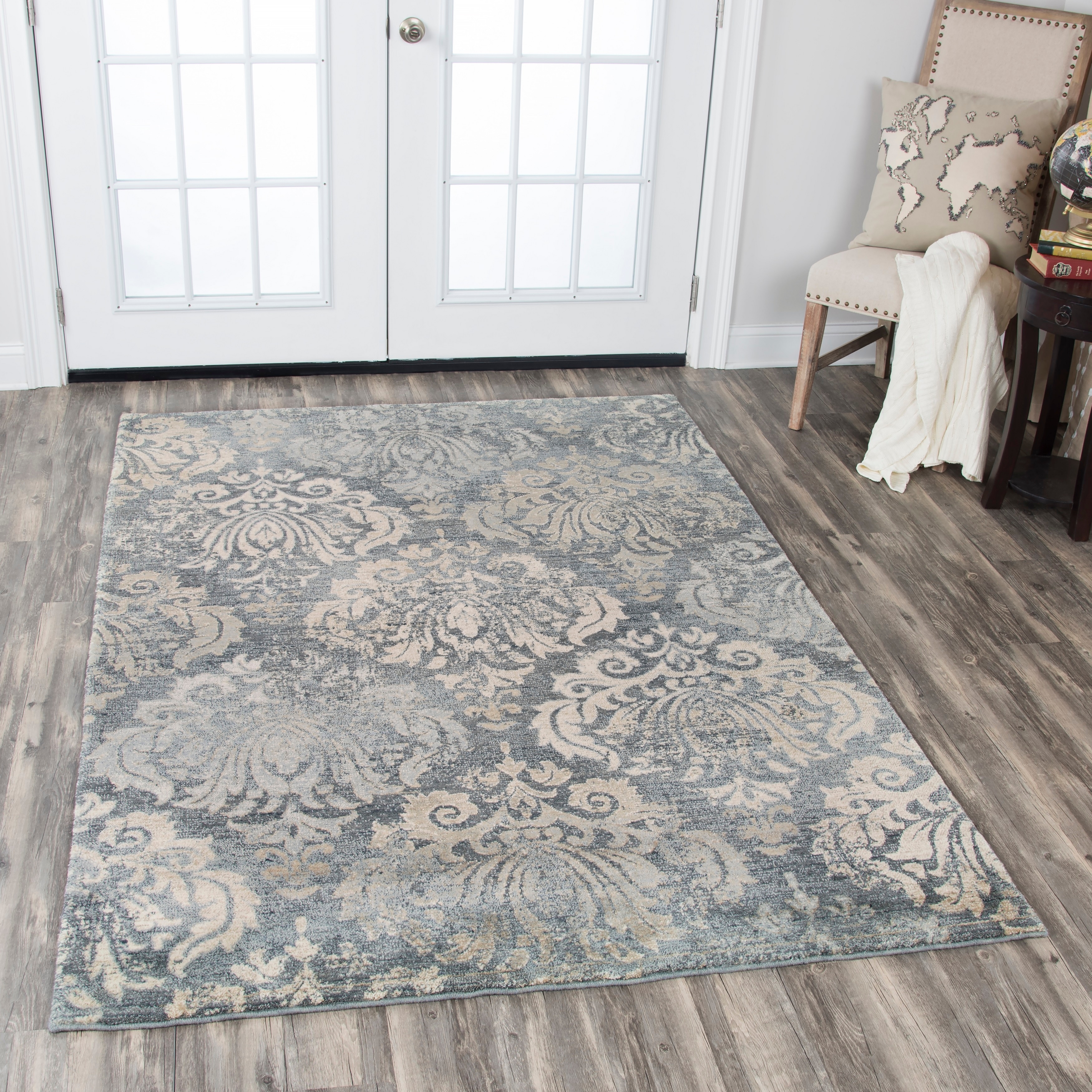 Alora Decor Euphoria Grey Damask Wool Rug