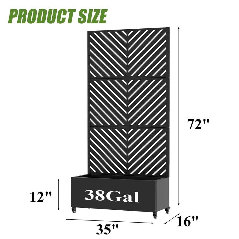 Outdoor Planters Metal Planter Box with Trellis with Wheels(Set of 2)