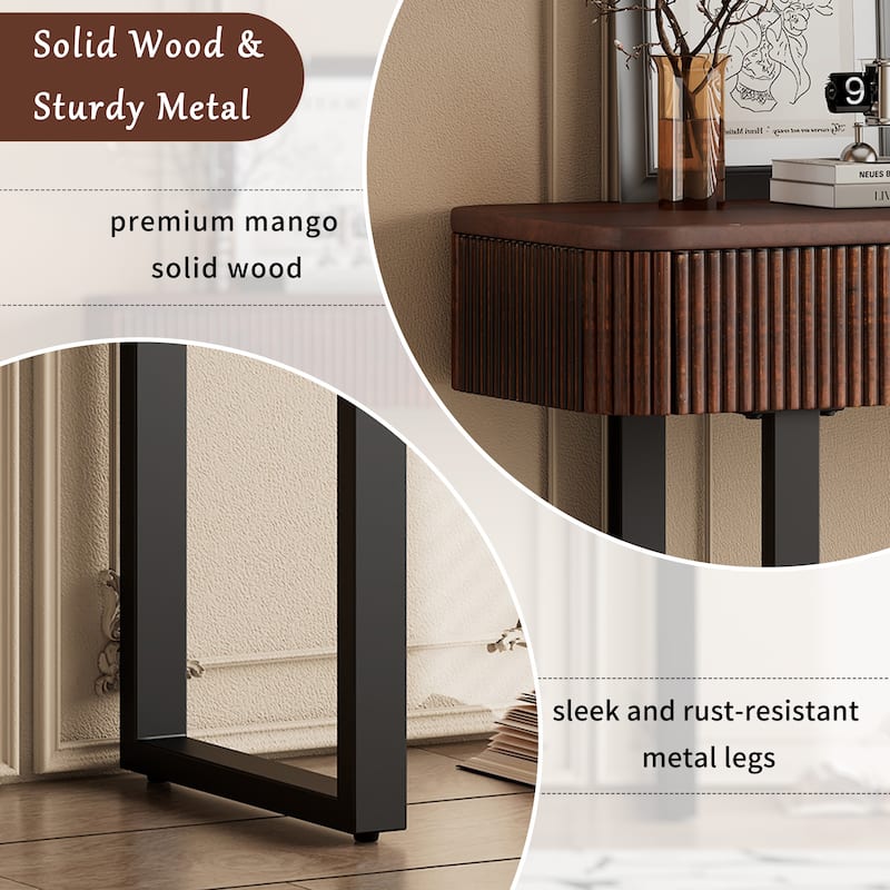 Retro Minimalist Console Table with Storage for Entryway Hallway