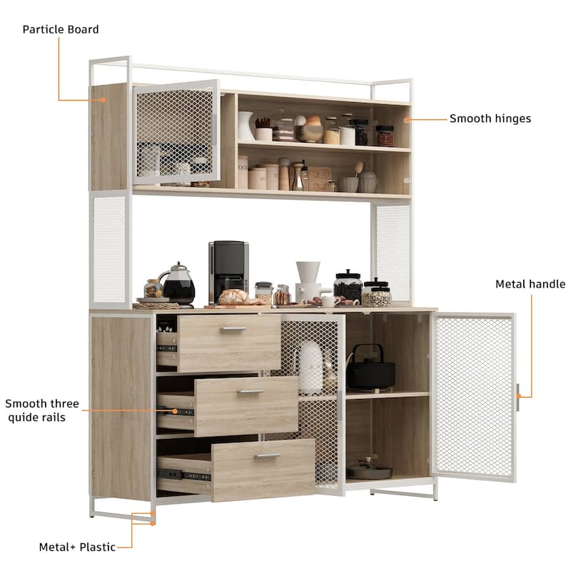 59"W Kitchen Cabinet Pantry with Sleek Design & Ample Storage - 59"W 68.5"H