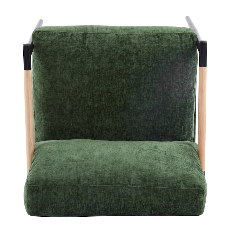 Roomfitters 27.56" Modern Accent Chair with Plush Cushions, Metal Frame and Wooden Armrest Design