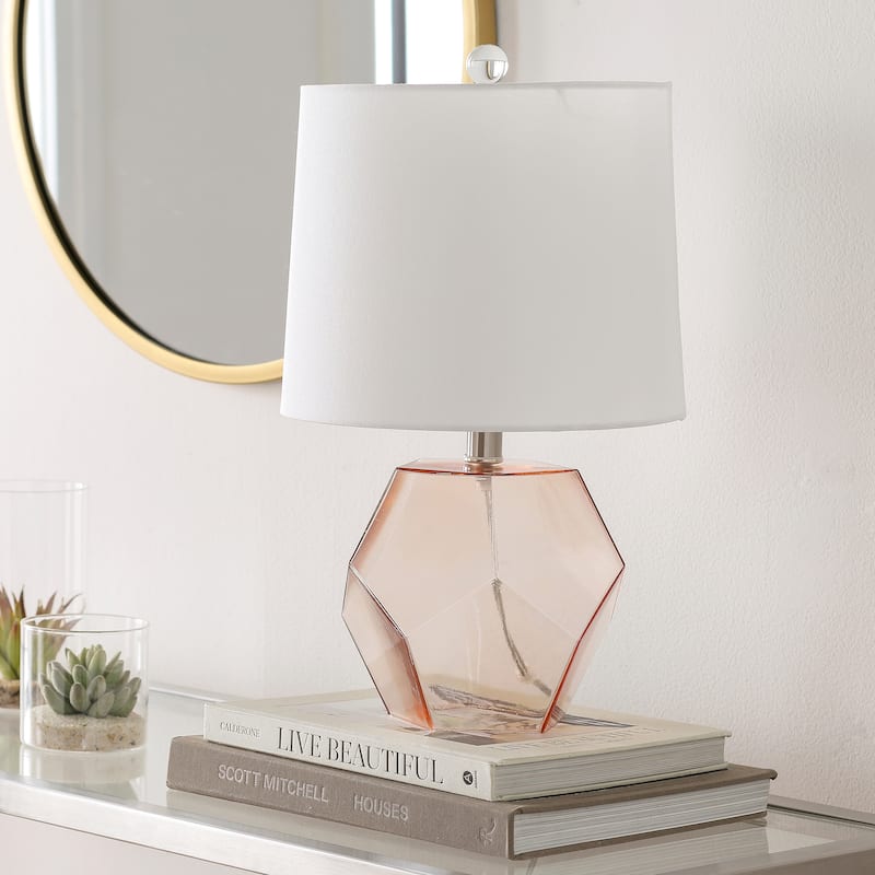Artistic Weavers Eudorax Geometric Glass 19-inch Table Lamp - 19"H x 11"W x 11"D - Pink