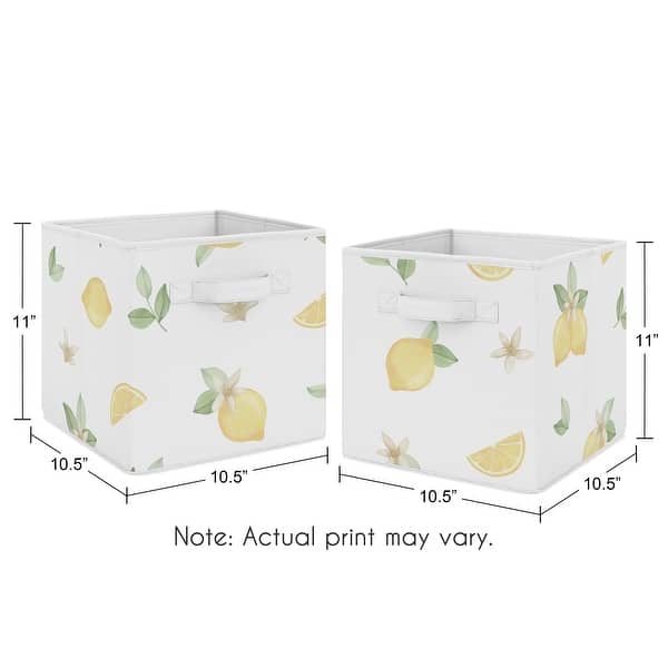Lemon Floral Foldable Fabric Storage Bins - Yellow Green White 