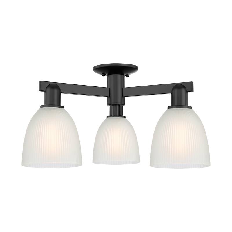 Innovations Lighting Endless Possibilities Arcadia - Castile - 3 Light 24" Semi-Flush Mount - Matte Black/White