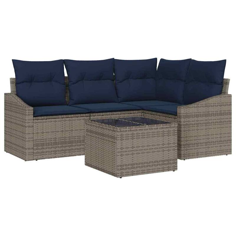 vidaXL 5 Piece Garden Sofa Set with Cushions - 70.3×48.6×27.2