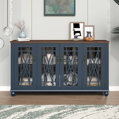 63" Vintage Style Wood Kitchen Accent Buffet Sideboard Cabinet - 63" in Width