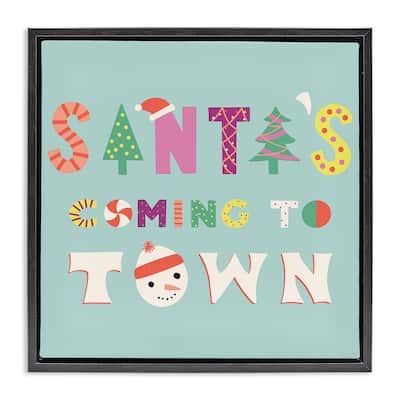 Stupell Whimsical Santa's Coming To Town Framed Floater Canvas Wall Art Design By Sazerelli Designs