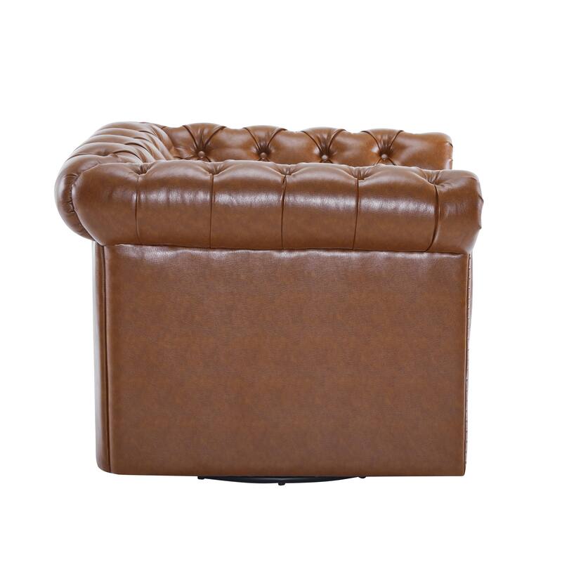 Roomfitters Chesterfield Swivel Club Chair, Tufted Accent Armchair for Living Room